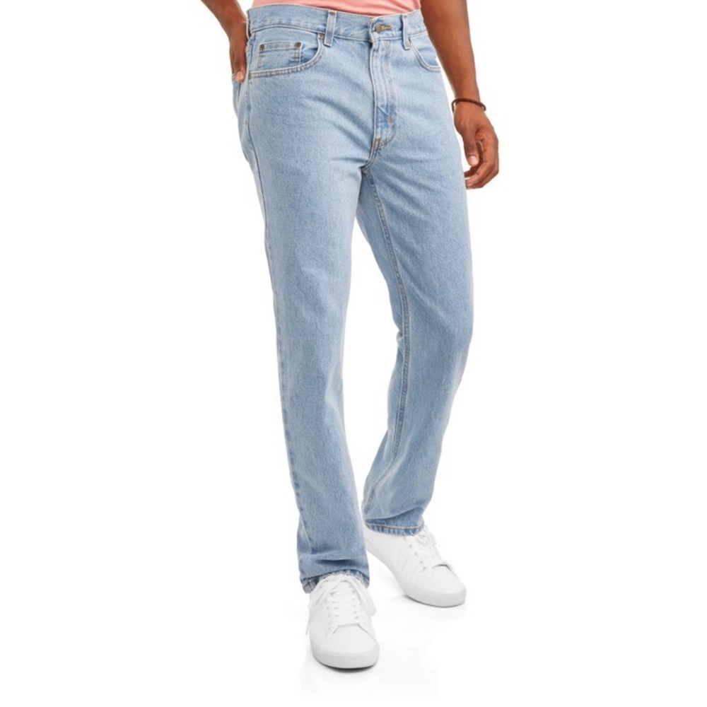 Mens light wash straight jeans